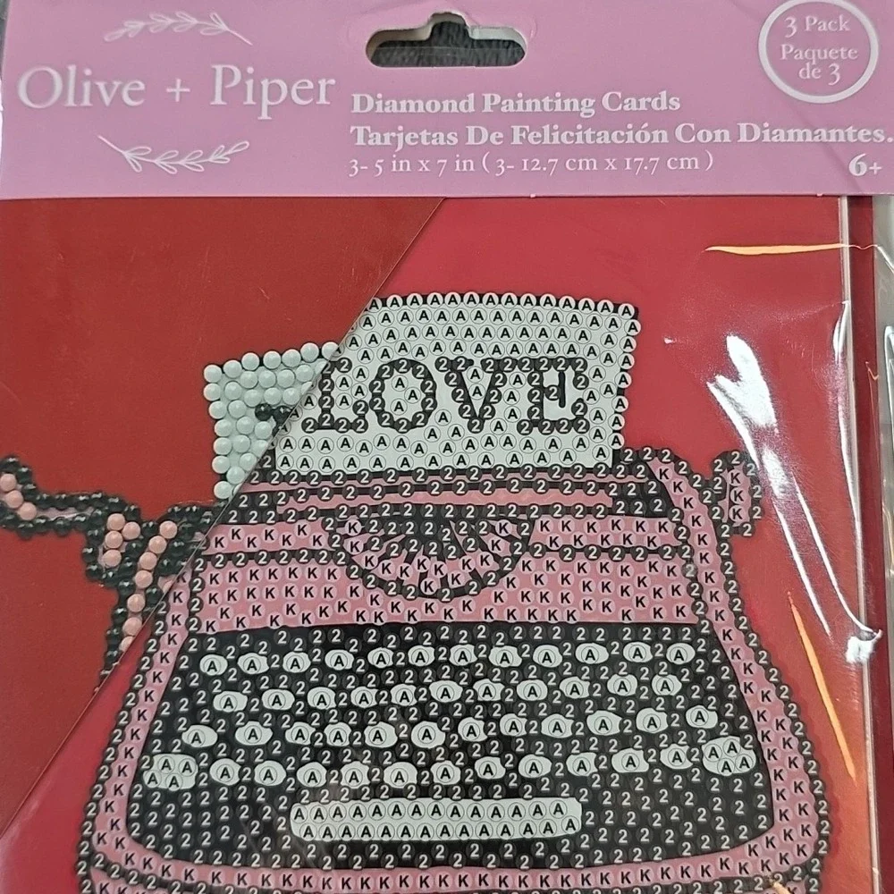 Party Ideas Valentines OLIVE+PIPER 3 Pack Diamond Painting‎ Cards